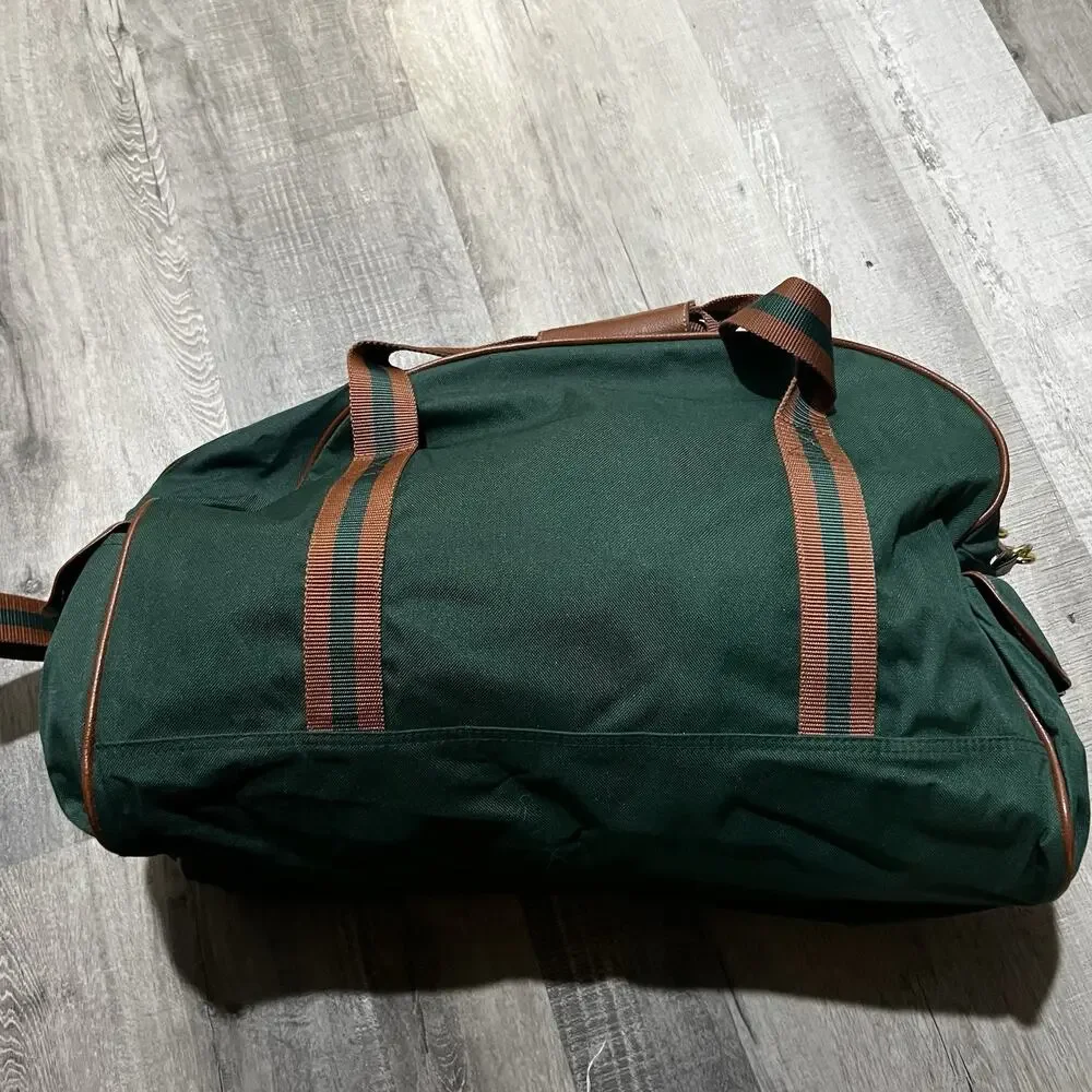 VTG Polo Ralph Lauren Duffle Bag Mens Green Canvas Large Weekender Travel 90s
